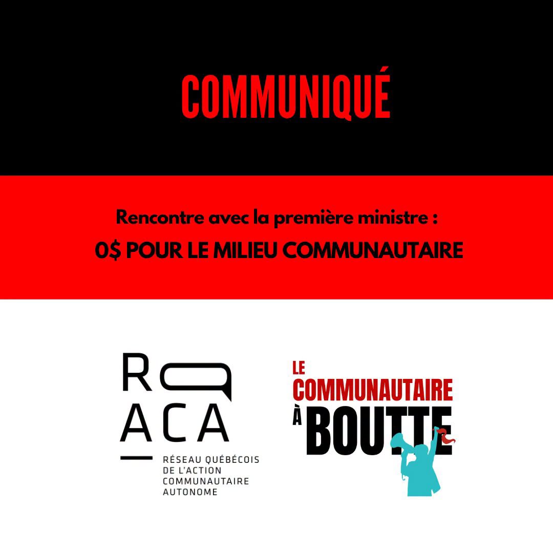 Rencontre avec la première ministre : 0$ pour le milieu communautaire